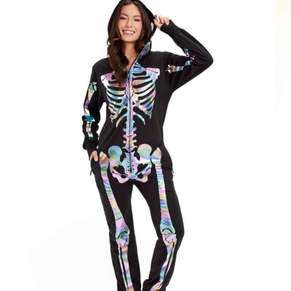 Tipsy Elves Black iridescent Skeleton Jumpsuit
